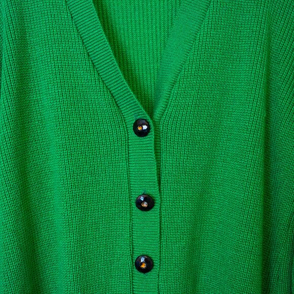 Preppy VTG Ami Sweater Kelly Green Cardigan Striped Collegiate 14 Bright Spring - Picture 10 of 10